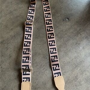 Tan and Black purse strap with Iconic Fendi Logo Pattern